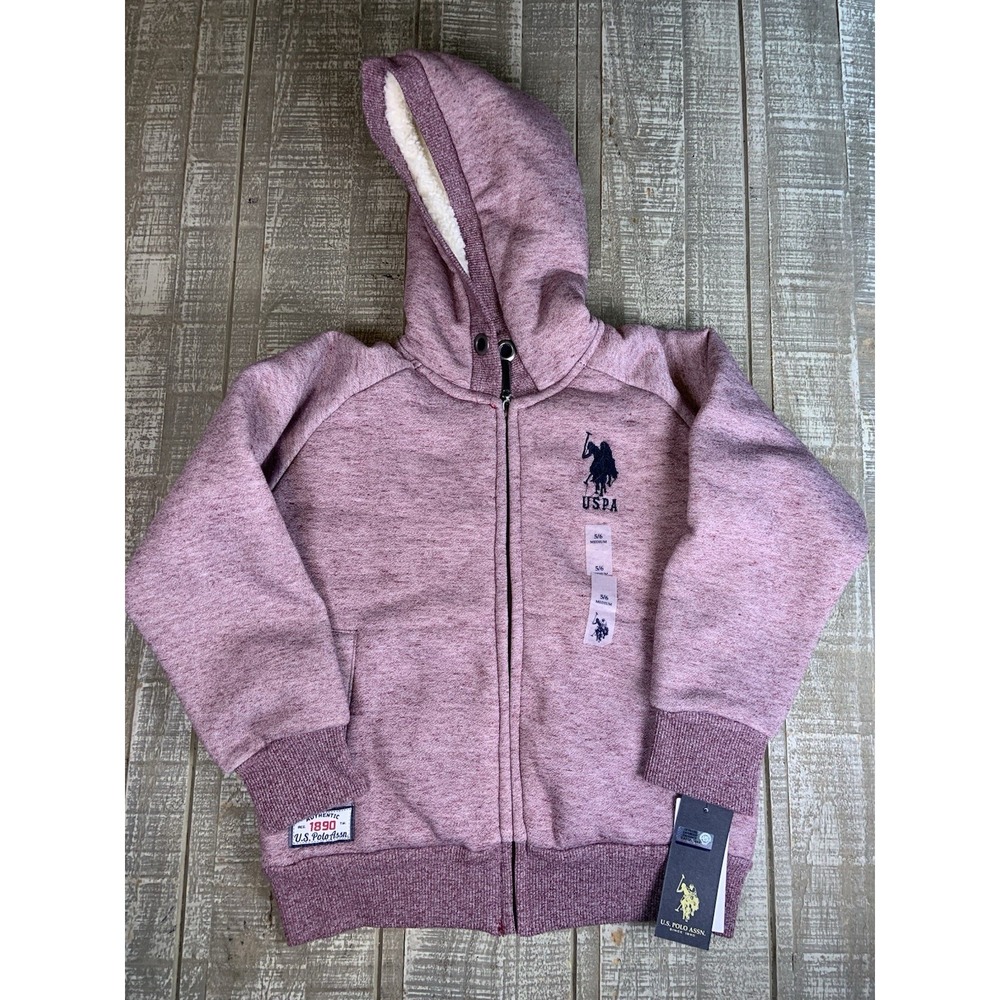 U.S. Polo ASSN Boys Girls Full Zip Up Hooded Jacket Coat Lined Size 5/6 New NWT